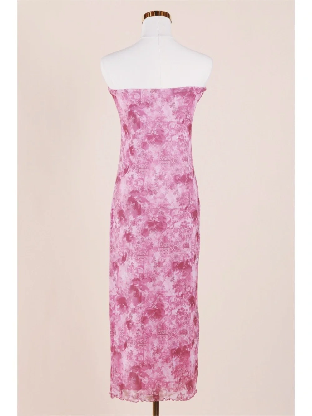 Sz L Tilly's Full Tilt Pink Mesh Tube Side Slit Midi Dress NWT